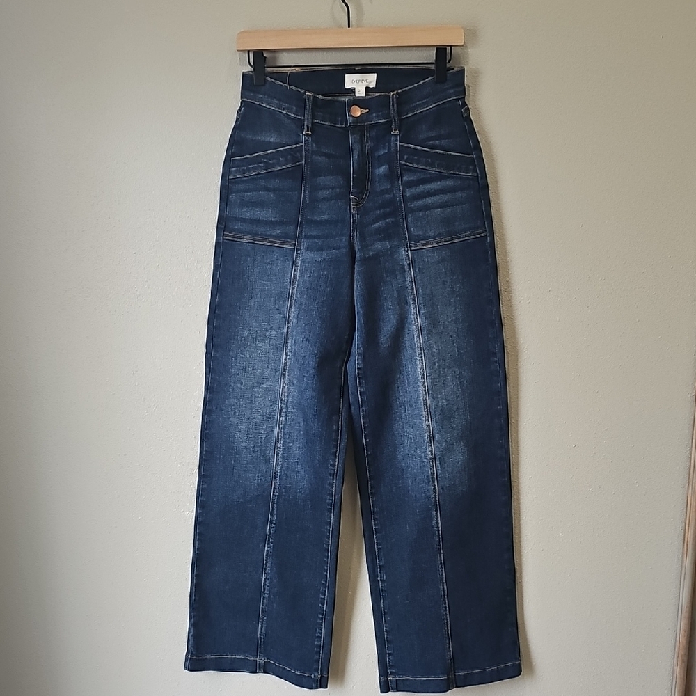 Evereve Dark Blue High-Rise Wide-Leg Trouser Jeans